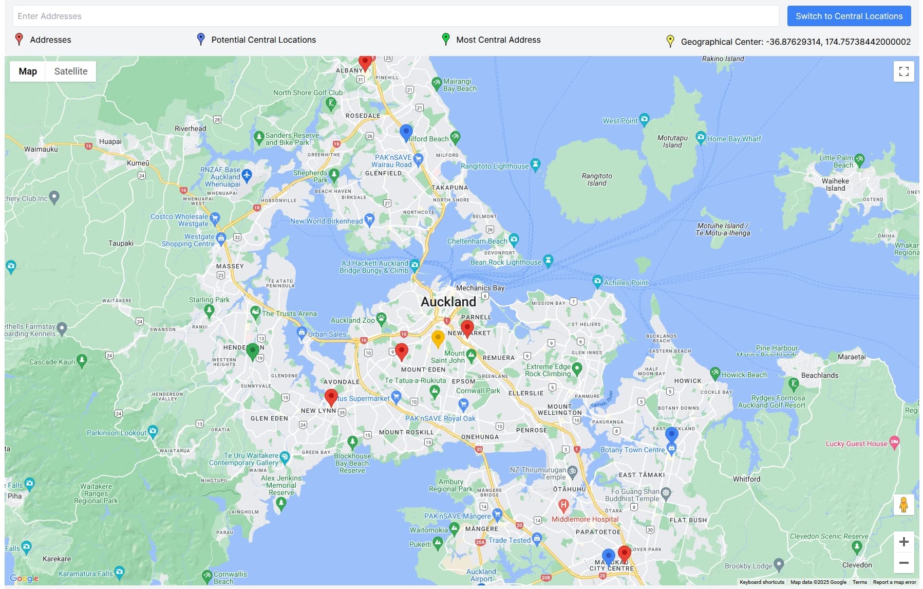 Triangle Location Dashboard